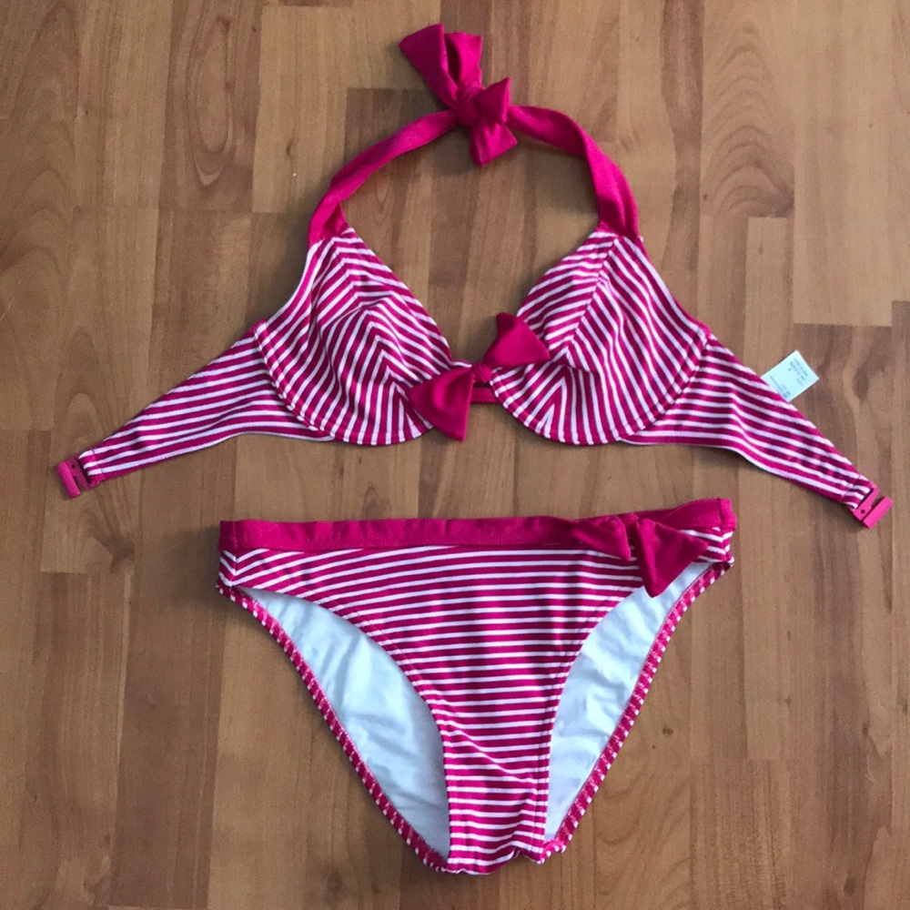 Freya Hot Pink Striped Bikini 30DD